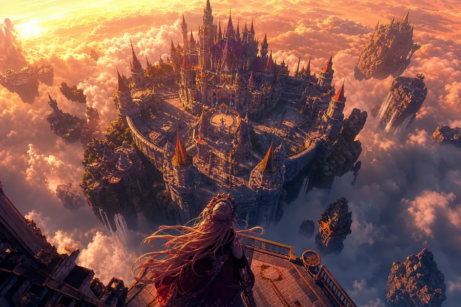 Anime Fantasy Castle Floating In Clouds Anime Wallpaper  4 4K