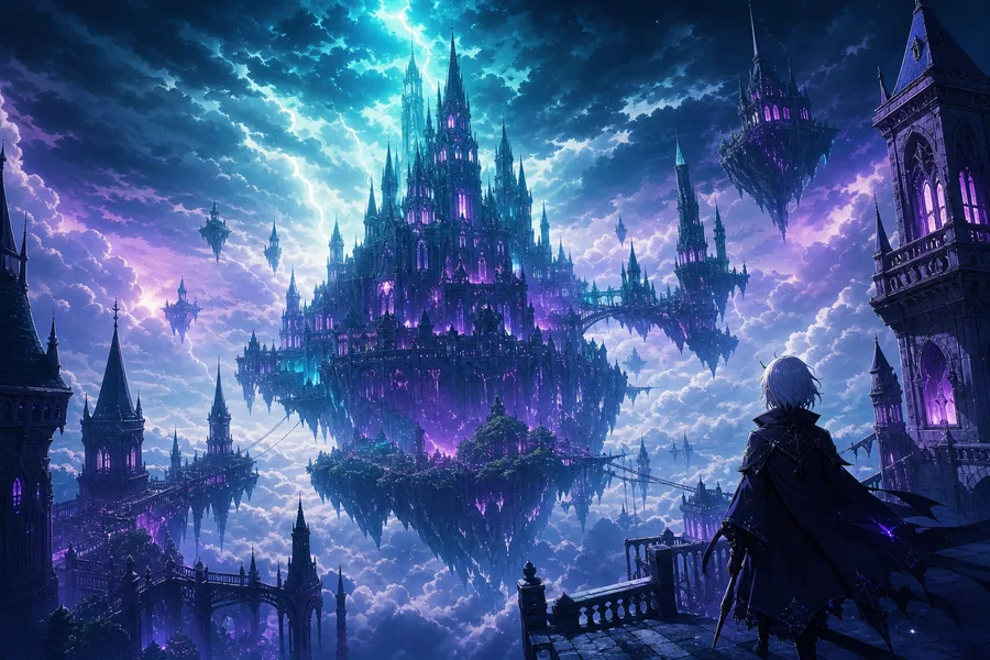 Anime Fantasy Castle Floating In Clouds Anime Wallpaper  4 4K