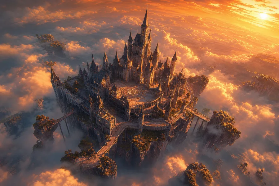 Anime Fantasy Castle Floating In Clouds Anime Wallpaper  4 4K