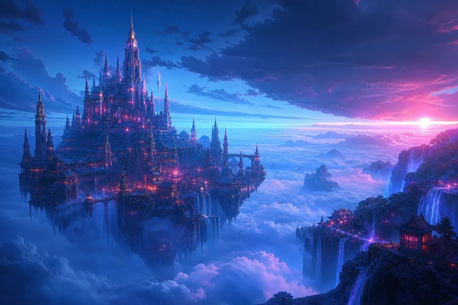 Anime Fantasy Castle Floating In Clouds Anime Wallpaper  4 4K