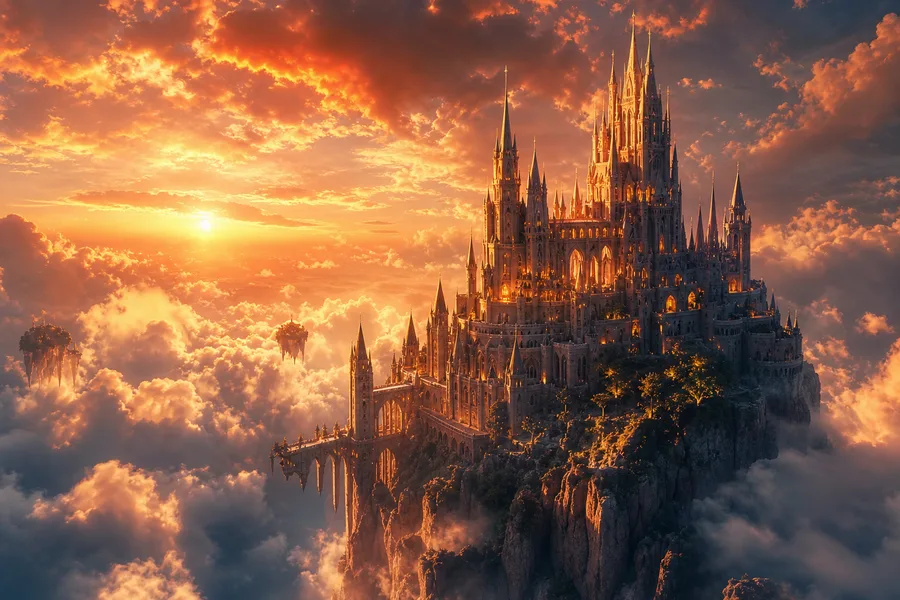 Anime Fantasy Castle Floating In Clouds Anime Wallpaper  4 4K