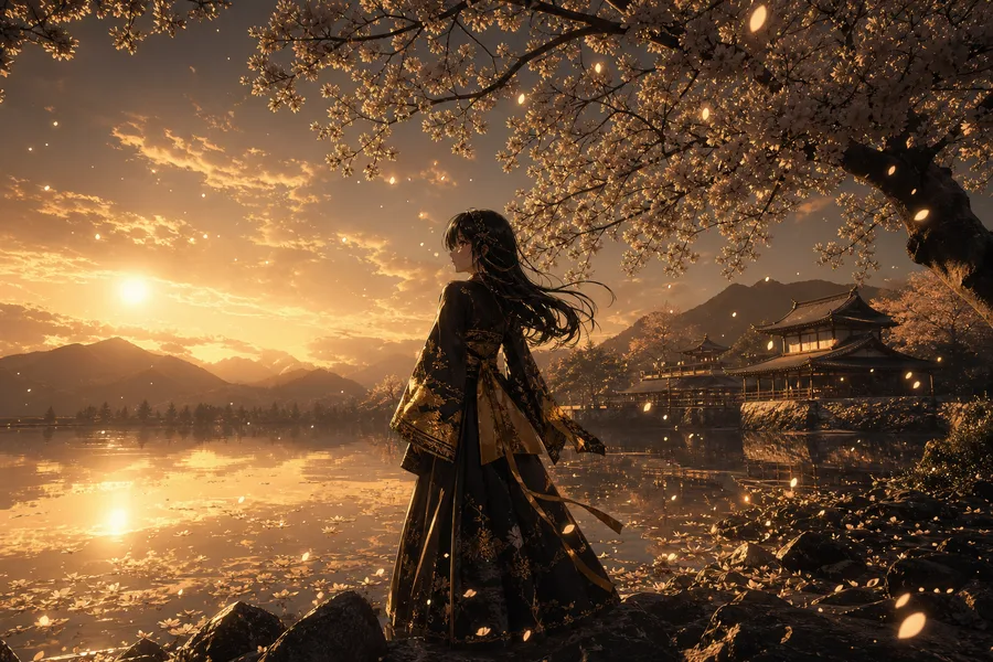 Anime Girl Standing Under Cherry Blossoms Anime Wallpaper  1 4K