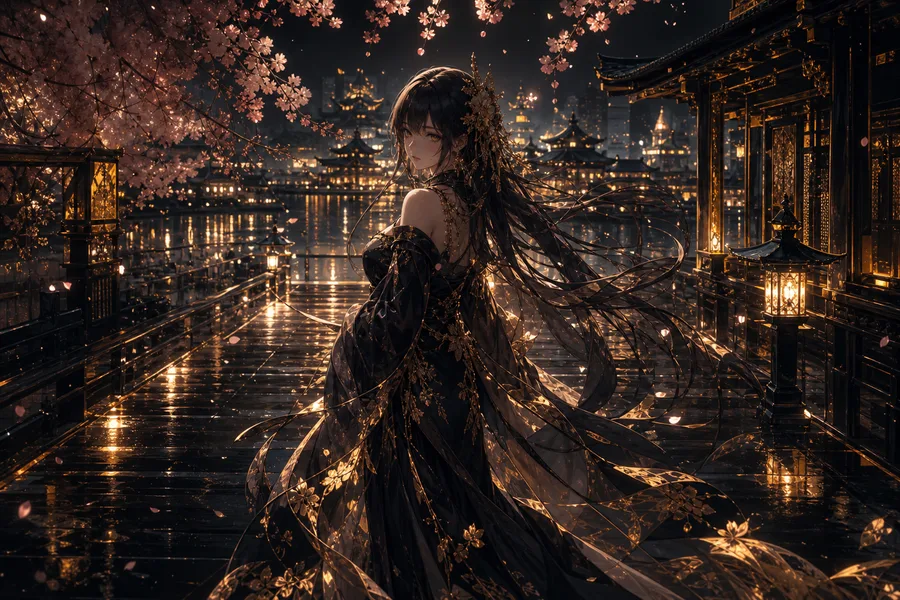 Anime Girl Standing Under Cherry Blossoms Anime Wallpaper  1 4K