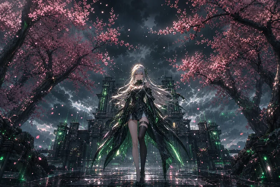 Anime Girl Standing Under Cherry Blossoms Anime Wallpaper  1 4K