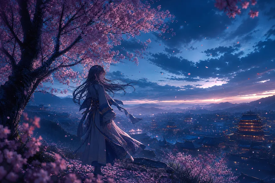 Anime Girl Standing Under Cherry Blossoms Anime Wallpaper  1 4K