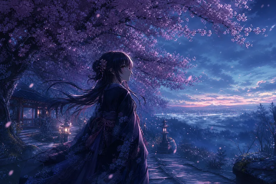 Anime Girl Standing Under Cherry Blossoms Anime Wallpaper  1 4K
