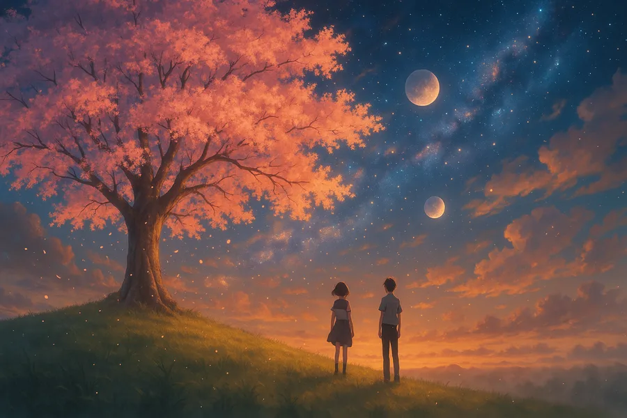 Anime Girl Standing Under Cherry Blossoms Anime Wallpaper  1 4K