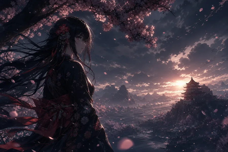 Anime Girl Standing Under Cherry Blossoms Anime Wallpaper  1 4K