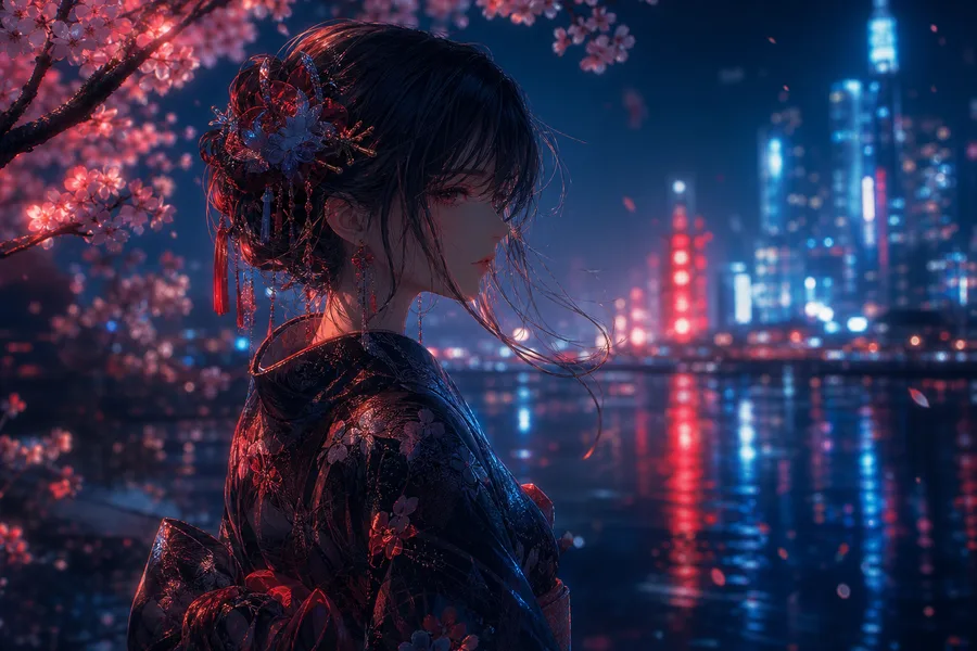 Anime Girl Standing Under Cherry Blossoms Anime Wallpaper  1 4K