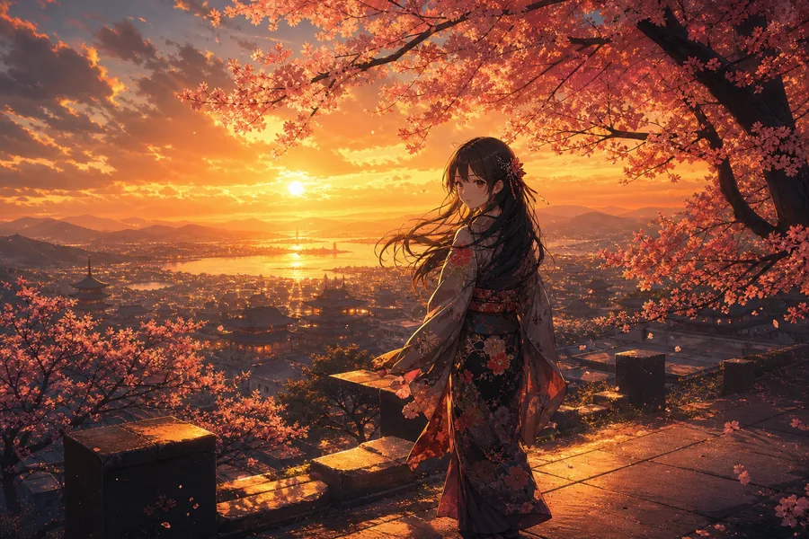 Anime Girl Standing Under Cherry Blossoms Anime Wallpaper  1 4K