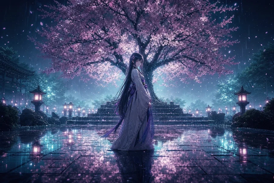 Anime Girl Standing Under Cherry Blossoms Anime Wallpaper  1 4K
