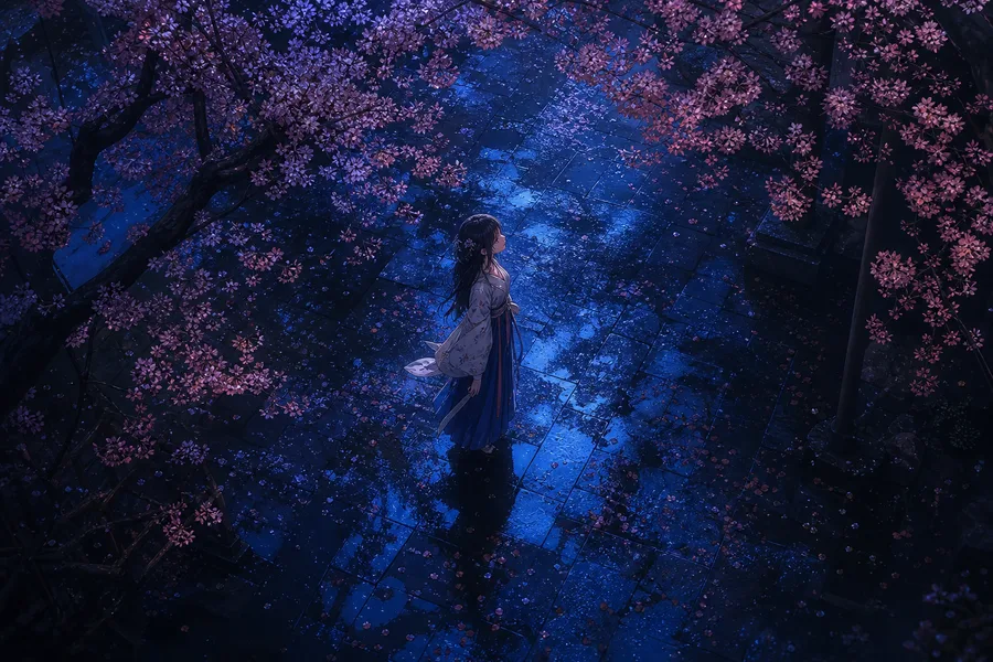 Anime Girl Standing Under Cherry Blossoms Anime Wallpaper  1 4K