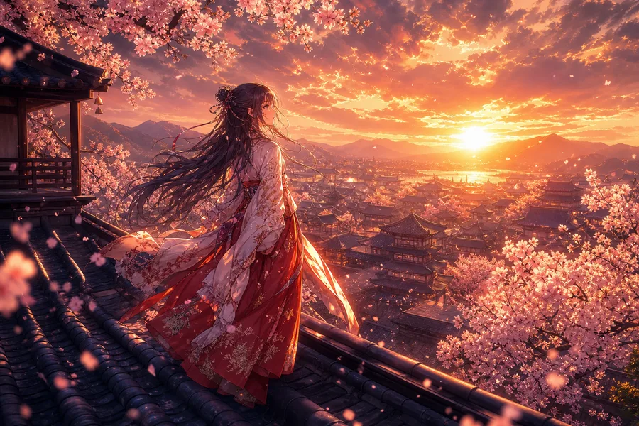 Anime Girl Standing Under Cherry Blossoms Anime Wallpaper  17 4K