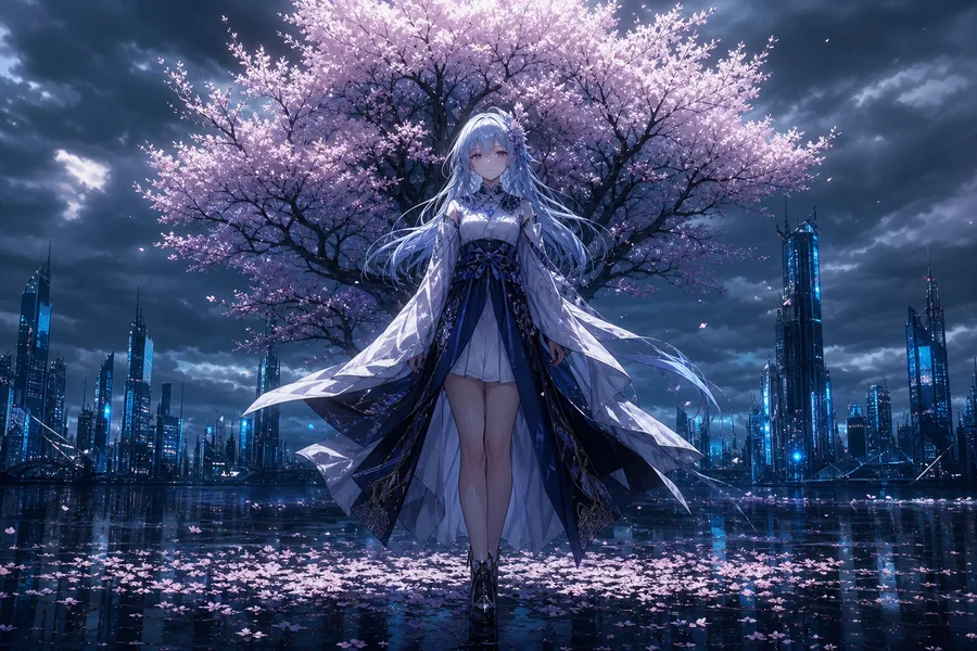 Anime Girl Standing Under Cherry Blossoms Anime Wallpaper  17 4K