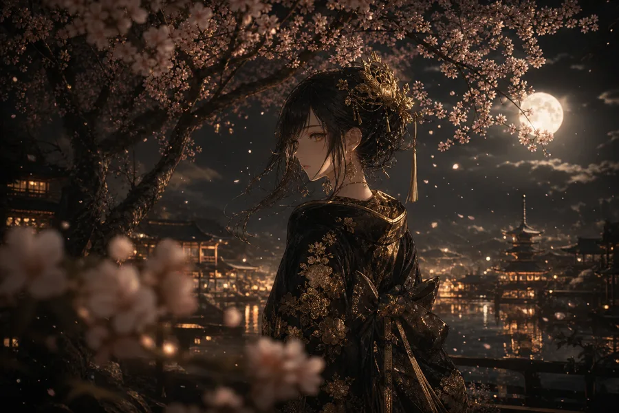 Anime Girl Standing Under Cherry Blossoms Anime Wallpaper  17 4K