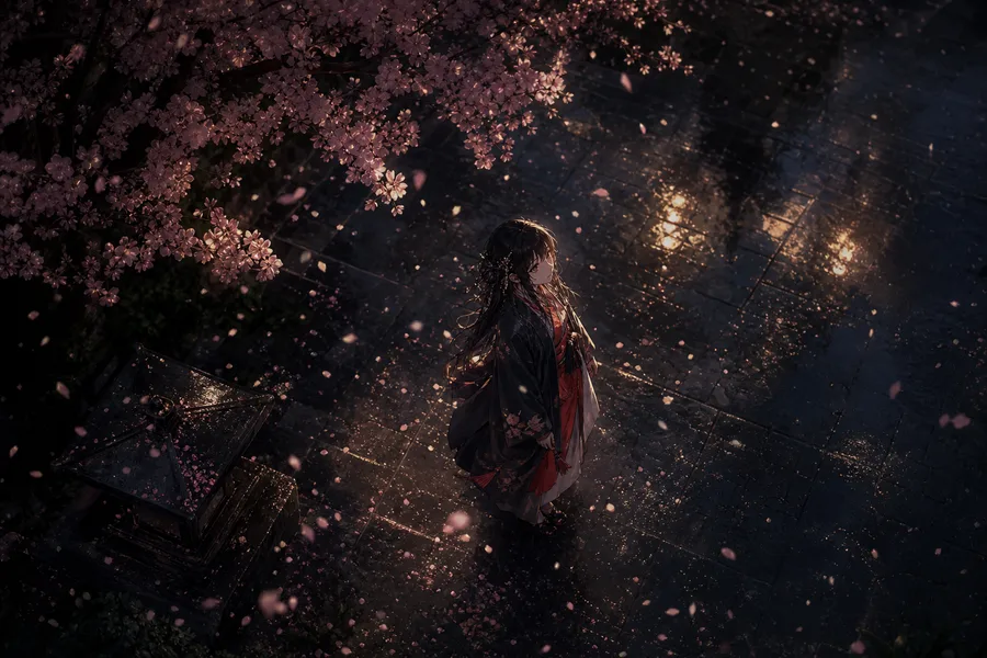 Anime Girl Standing Under Cherry Blossoms Anime Wallpaper  17 4K
