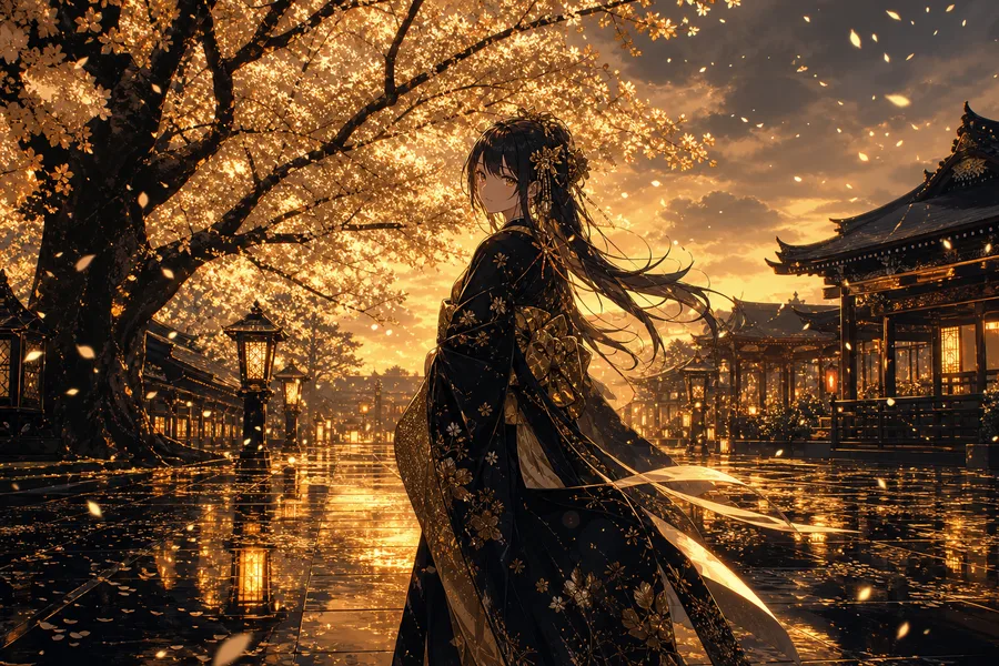 Anime Girl Standing Under Cherry Blossoms Anime Wallpaper  25 4K