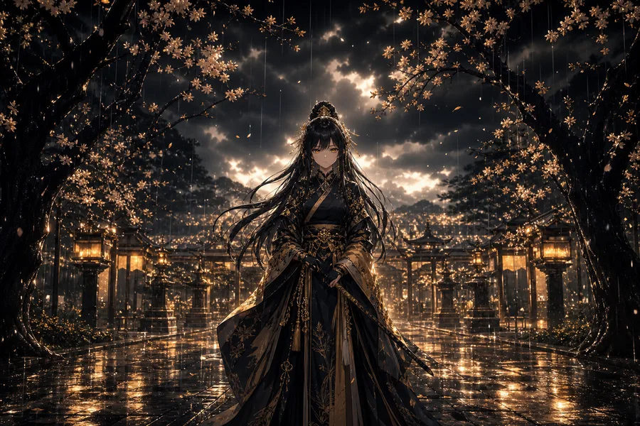 Anime Girl Standing Under Cherry Blossoms Anime Wallpaper  25 4K