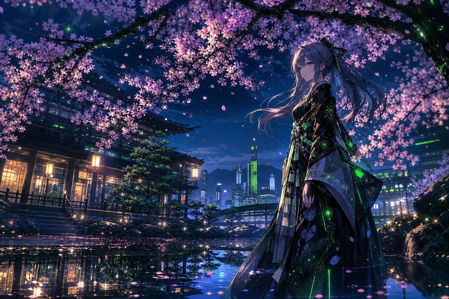 Anime Girl Standing Under Cherry Blossoms Anime Wallpaper  25 4K