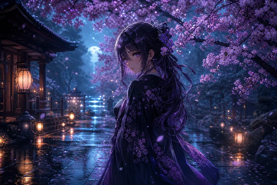 Anime Girl Standing Under Cherry Blossoms Anime Wallpaper  25 4K