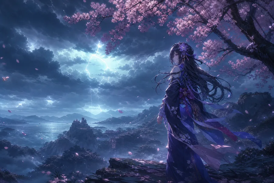 Anime Girl Standing Under Cherry Blossoms Anime Wallpaper  9 4K