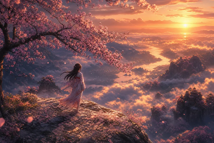 Anime Girl Standing Under Cherry Blossoms Anime Wallpaper  9 4K