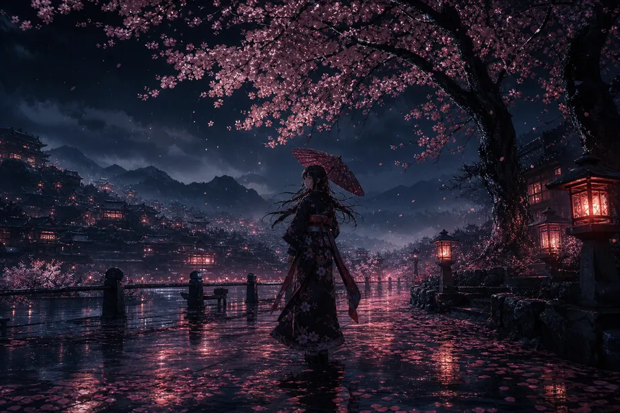 Anime Girl Standing Under Cherry Blossoms Anime Wallpaper  9 4K
