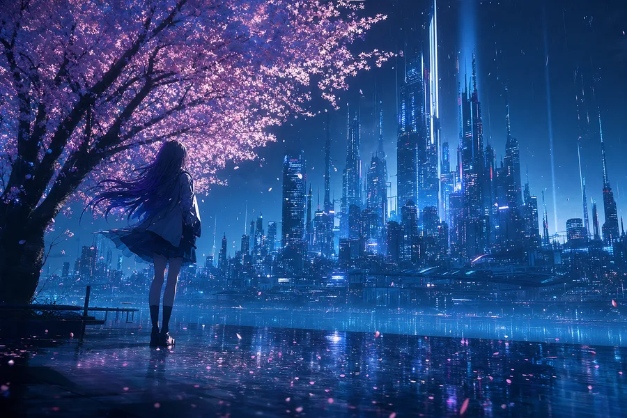Anime Girl Standing Under Cherry Blossoms Anime Wallpaper  9 4K