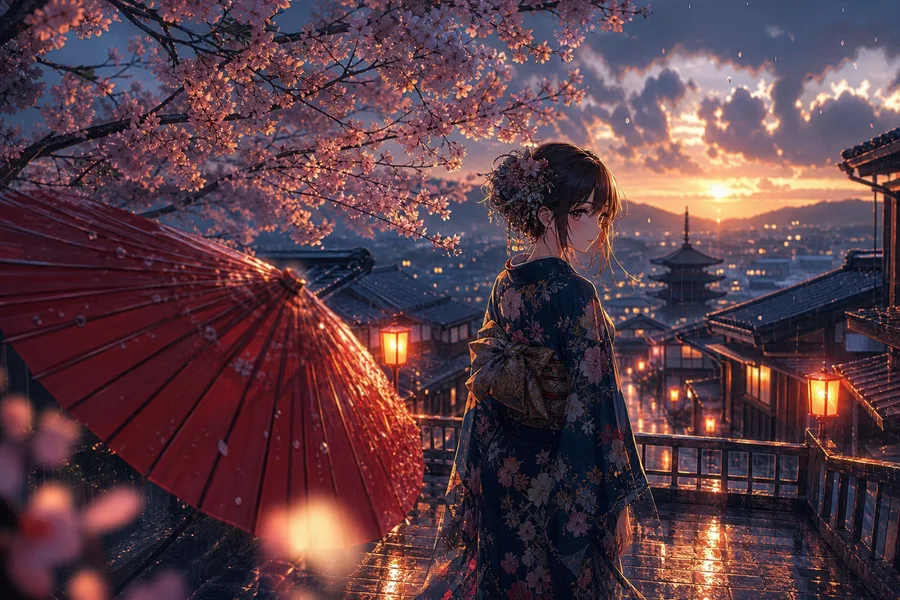Anime Girl Standing Under Cherry Blossoms Anime Wallpaper  9 4K