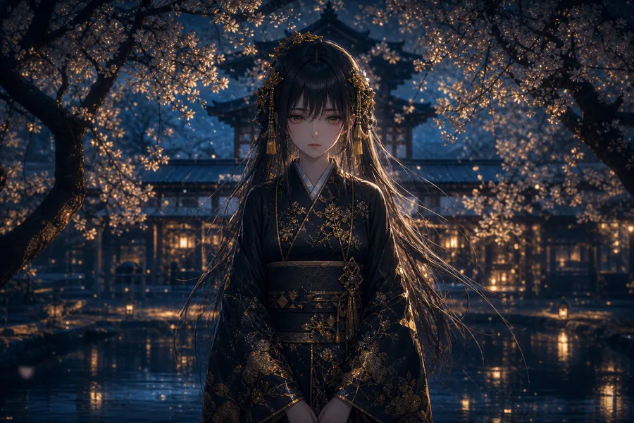 Anime Girl Standing Under Cherry Blossoms Anime Wallpaper  9 4K