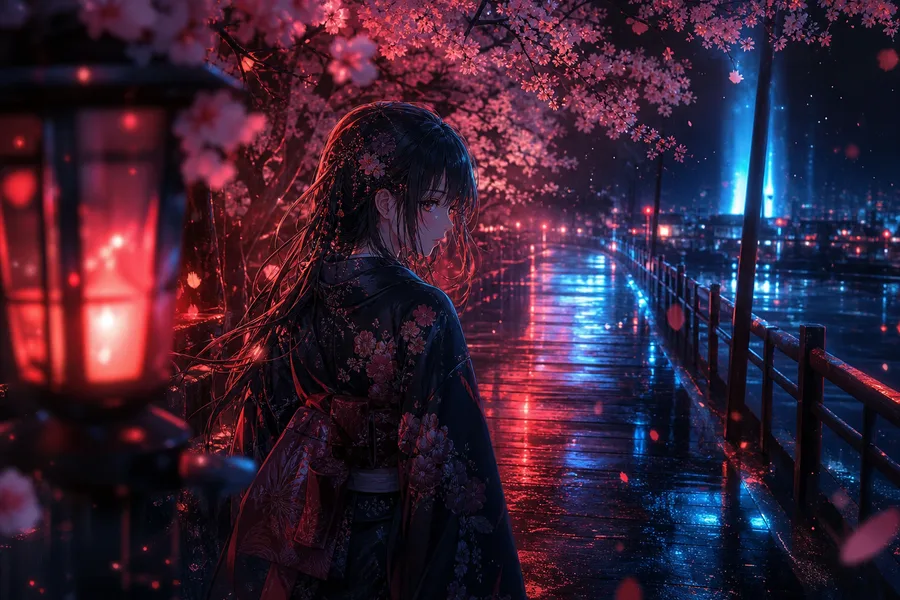 Anime Girl Standing Under Cherry Blossoms Anime Wallpaper  9 4K