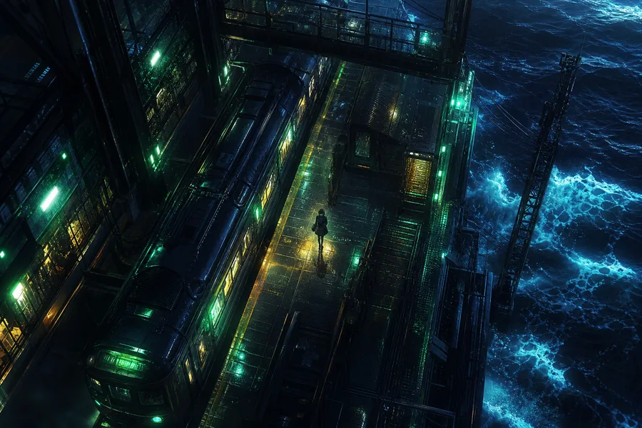 Anime Ocean Train Station Anime Wallpaper  24 4K