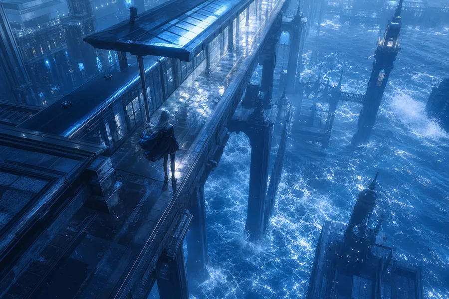 Anime Ocean Train Station Anime Wallpaper  24 4K