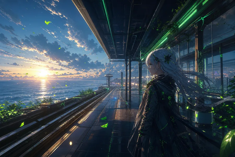 Anime Ocean Train Station Anime Wallpaper  8 4K