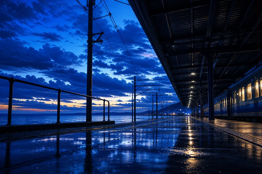 Anime Ocean Train Station Anime Wallpaper  8 4K
