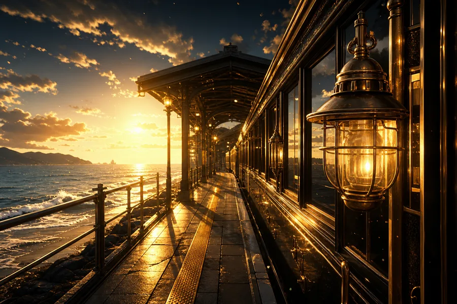 Anime Ocean Train Station Anime Wallpaper  8 4K