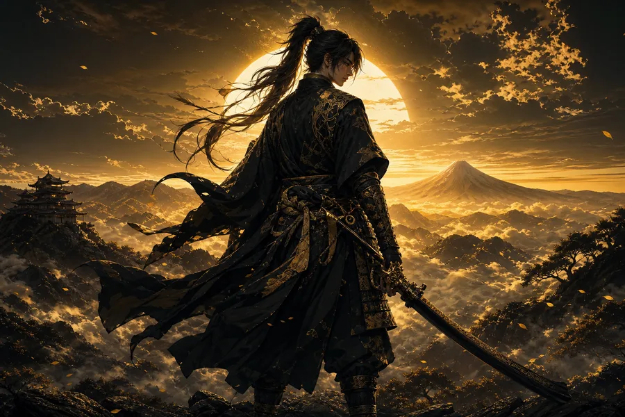 Anime Samurai On Mountain At Sunset Anime Wallpaper  10 4K