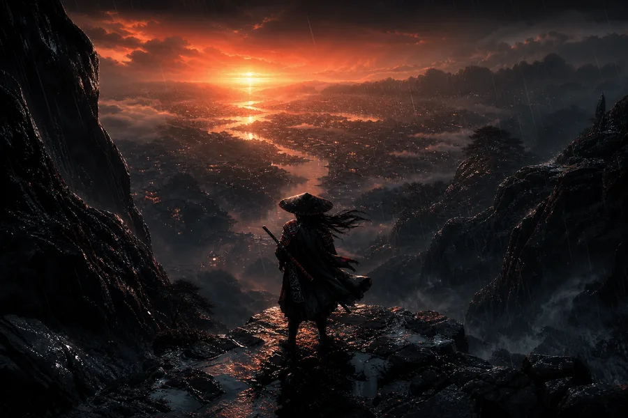 Anime Samurai On Mountain At Sunset Anime Wallpaper  10 4K