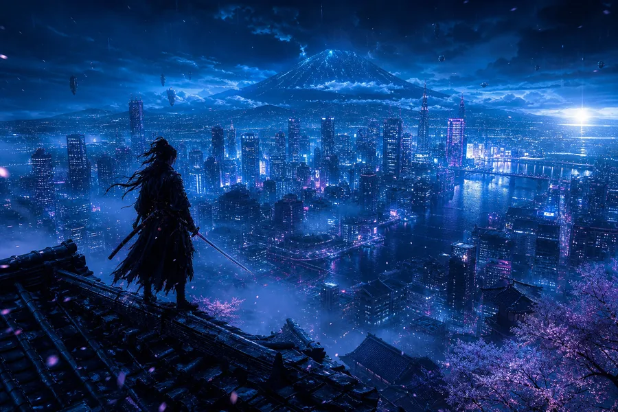 Anime Samurai On Mountain At Sunset Anime Wallpaper  2 4K