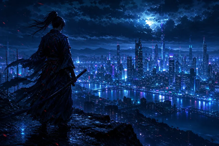 Anime Samurai On Mountain At Sunset Anime Wallpaper  2 4K
