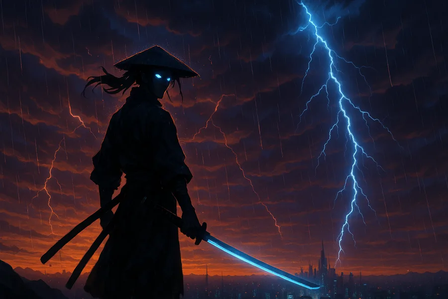 Anime Samurai On Mountain At Sunset Anime Wallpaper  2 4K