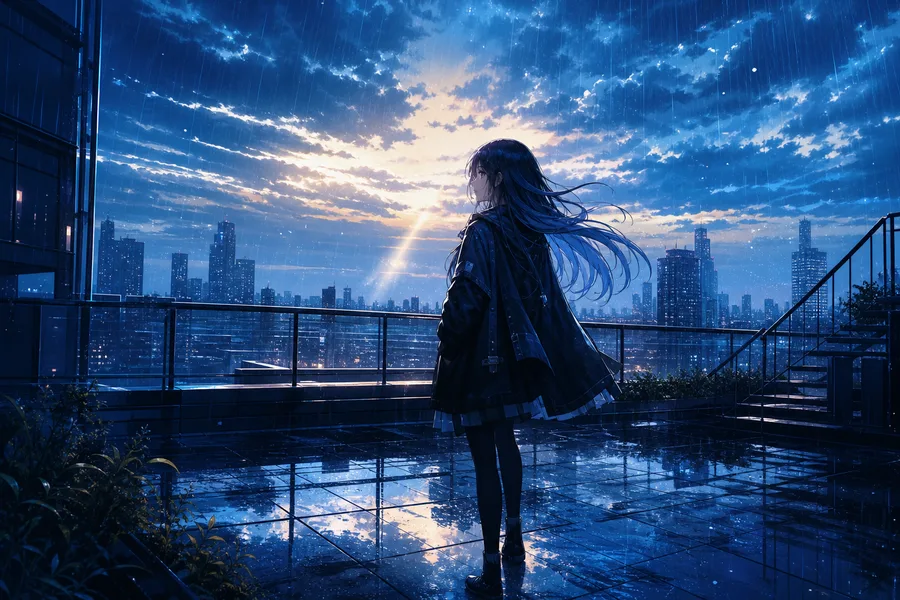 Anime School Rooftop Sunset Anime Wallpaper  14 4K