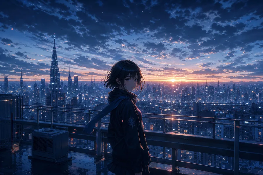 Anime School Rooftop Sunset Anime Wallpaper  22 4K