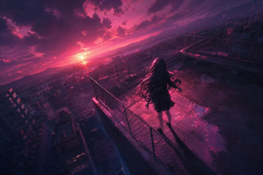 Anime School Rooftop Sunset Anime Wallpaper  6 4K