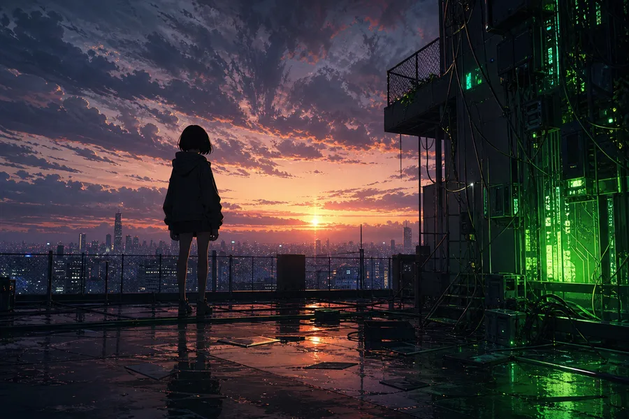 Anime School Rooftop Sunset Anime Wallpaper  6 4K