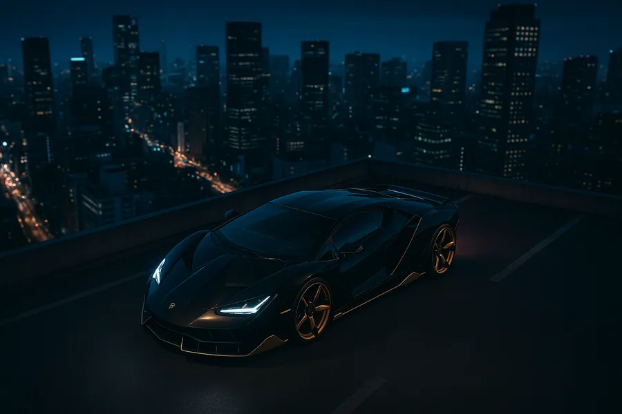 Black Lamborghini On Neon Street At Night Cars Wallpaper  17 4K