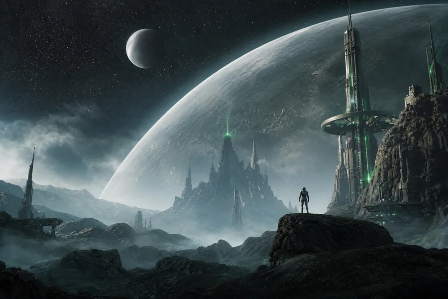 Cinematic Alien Planet Landscape With Two Moons Movie Wallpaper  8 4K