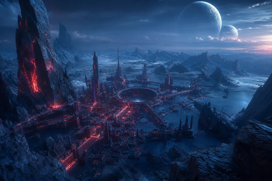 Cinematic Alien Planet Landscape With Two Moons Movie Wallpaper  8 4K