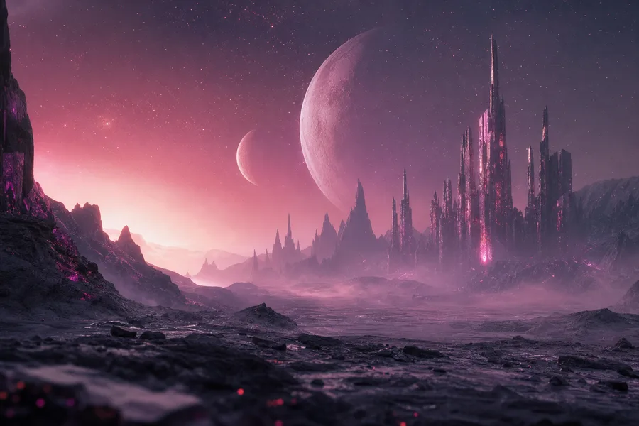 Cinematic Alien Planet Landscape With Two Moons Movie Wallpaper  8 4K