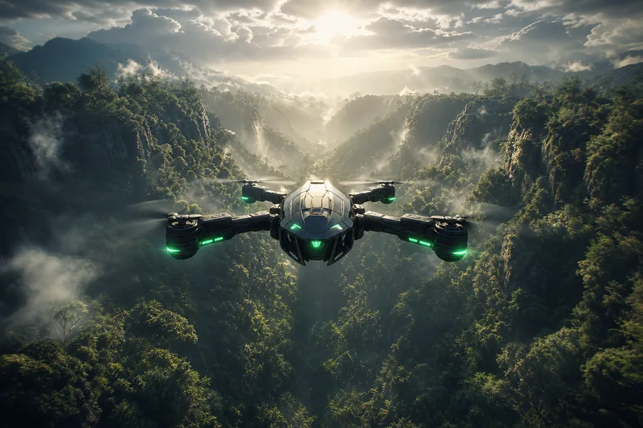 Cinematic Drone Above Forest Valley Drone Wallpaper  4 4K
